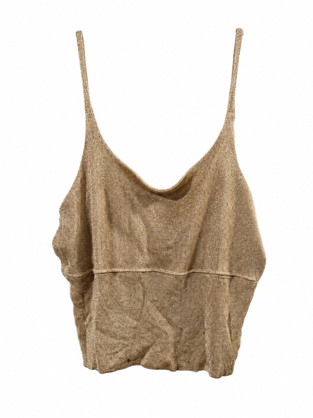 Neutral Metallic Knit Cami Tank Top